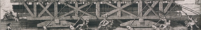 The lifting of the Louvre pediment stones, 1674, engraving by Sébastien Leclerc